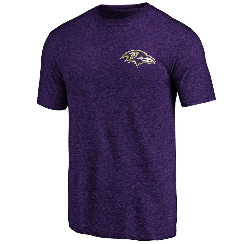 Baltimore Ravens Purple Left Chest Distressed Tri-Blend T-Shirt | NFL