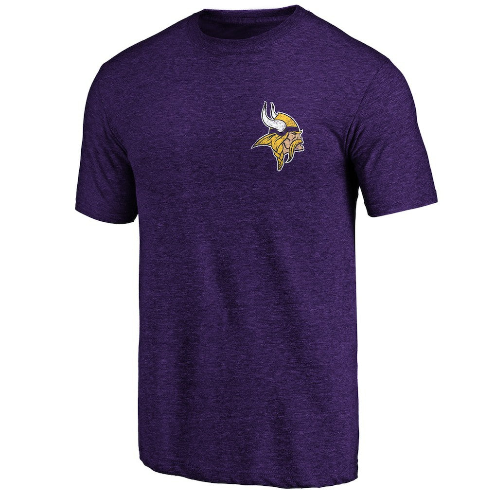 Minnesota Vikings Purple Left Chest Distressed Tri-Blend T-Shirt | NFL