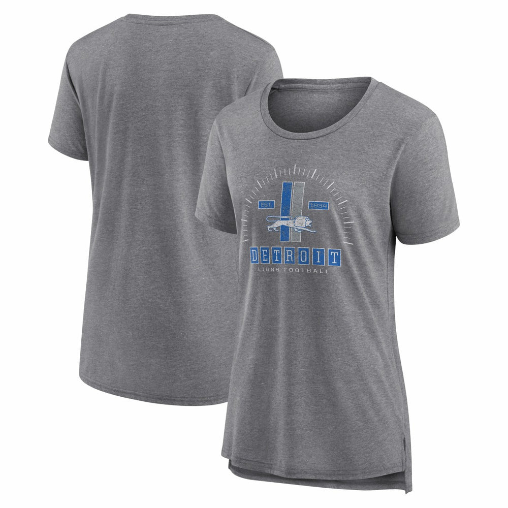 Detroit Lions Women's Vintage Graphic Tri-Blend Scoop Neck T-Shirt Gray | Nike for Sale