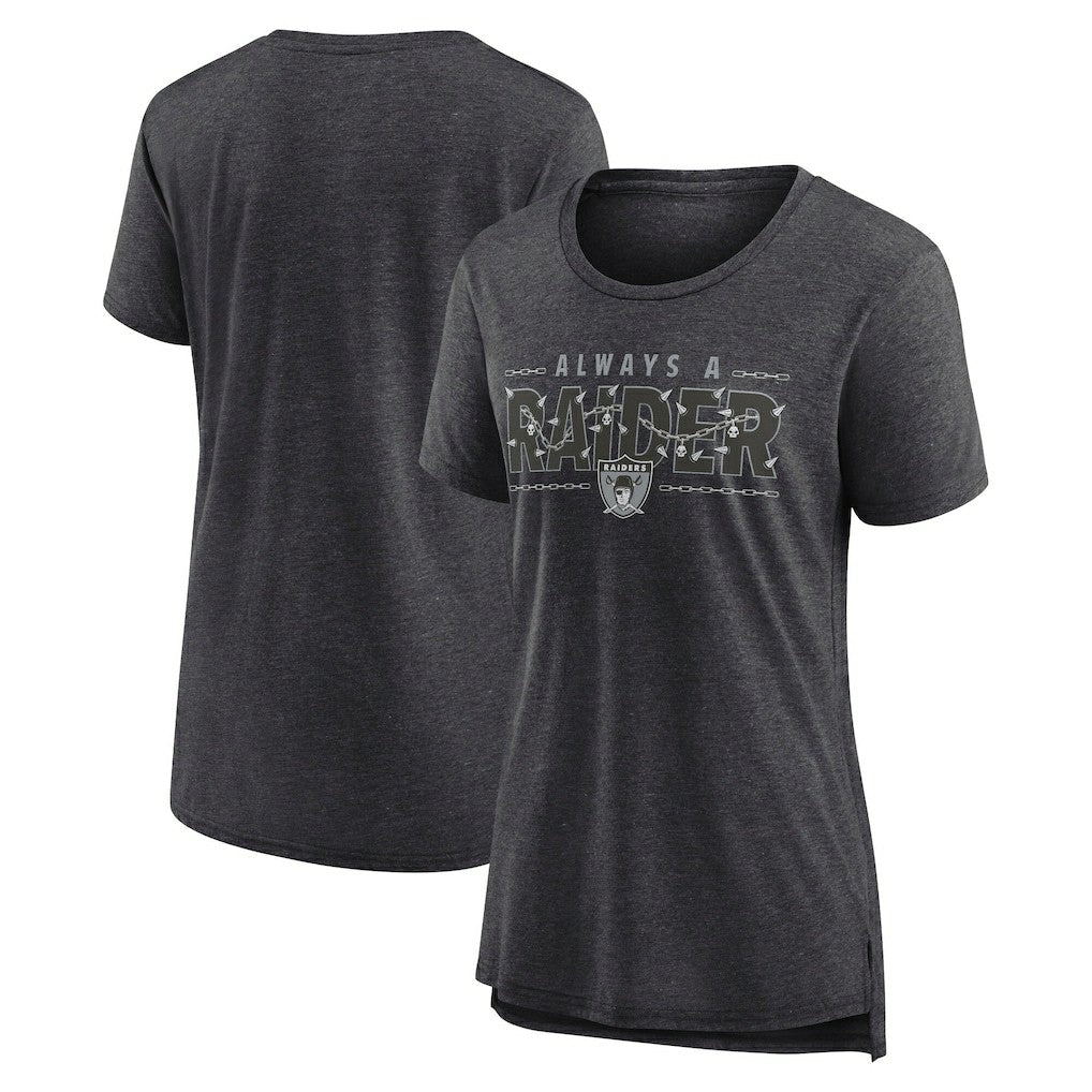 Las Vegas Raiders Women's Vintage Graphic Tri-Blend Scoop Neck T-Shirt Charcoal | Nike for Sale