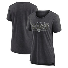 Las Vegas Raiders Women's Vintage Graphic Tri-Blend Scoop Neck T-Shirt Charcoal | Nike for Sale