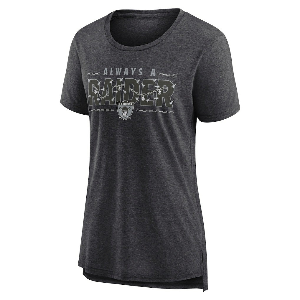 Las Vegas Raiders Women's Vintage Graphic Tri-Blend Scoop Neck T-Shirt Charcoal | Nike for Sale