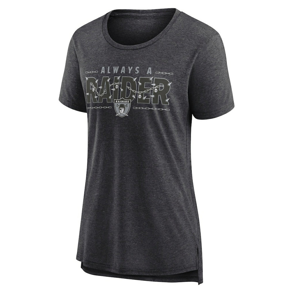 Las Vegas Raiders Women's Vintage Graphic Tri-Blend Scoop Neck T-Shirt Charcoal | Nike for Sale