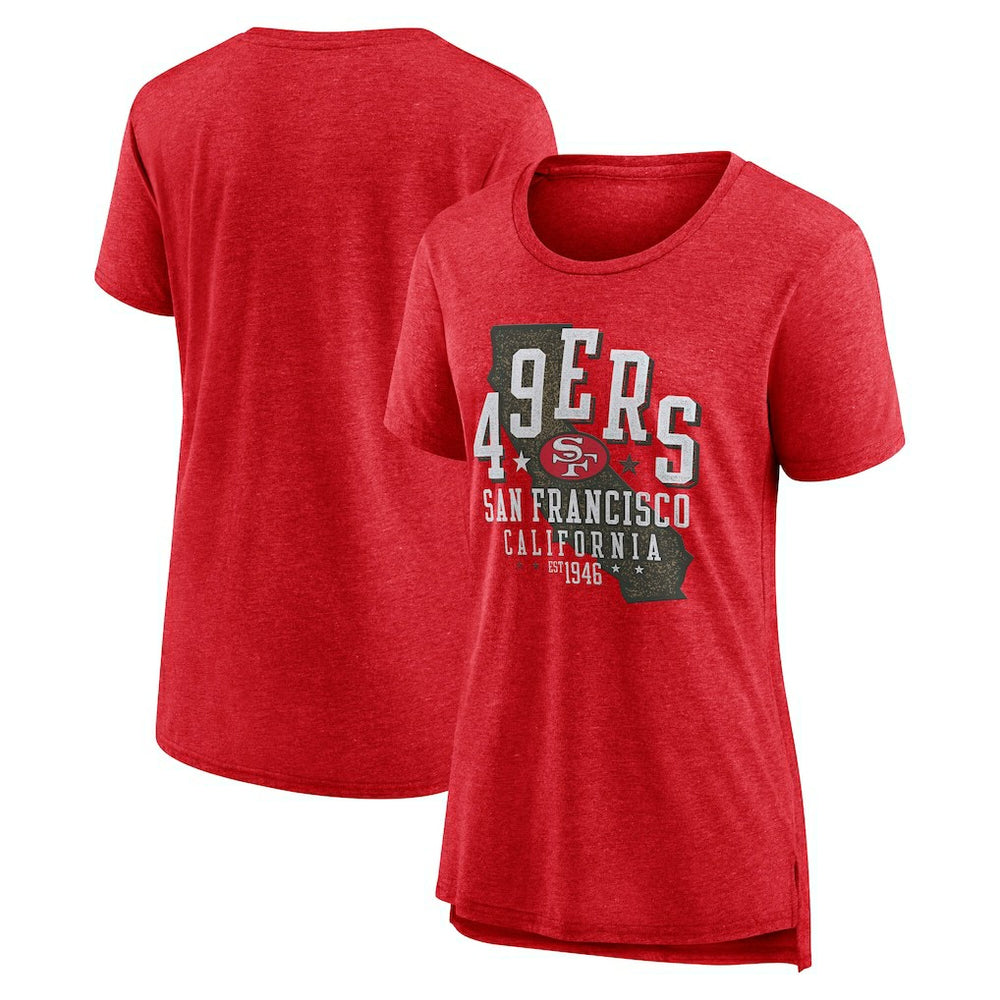 San Francisco 49ers Women's Vintage Graphic Tri-Blend Scoop Neck T-Shirt Scarlet | Nike for Sale