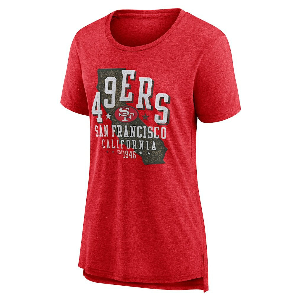 San Francisco 49ers Women's Vintage Graphic Tri-Blend Scoop Neck T-Shirt Scarlet | Nike for Sale