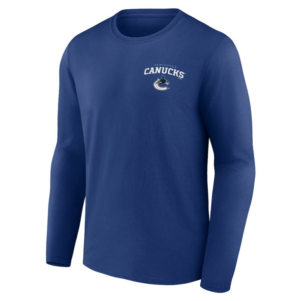 Vancouver Canucks Blue Team Lockup Long Sleeve T-Shirt - NHL
