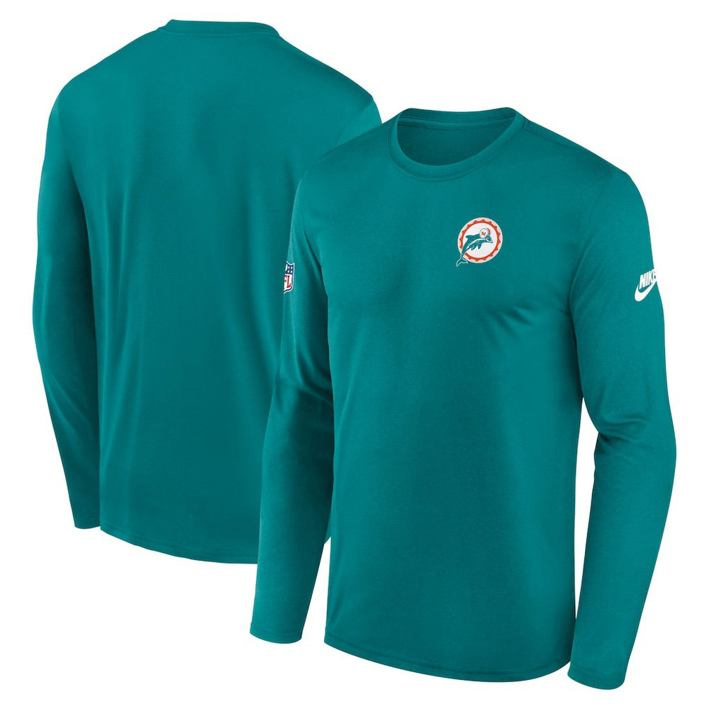 Miami Dolphins Legend Small Logo Dri-FIT Long Sleeve T-Shirt Aqua | Nike for Sale