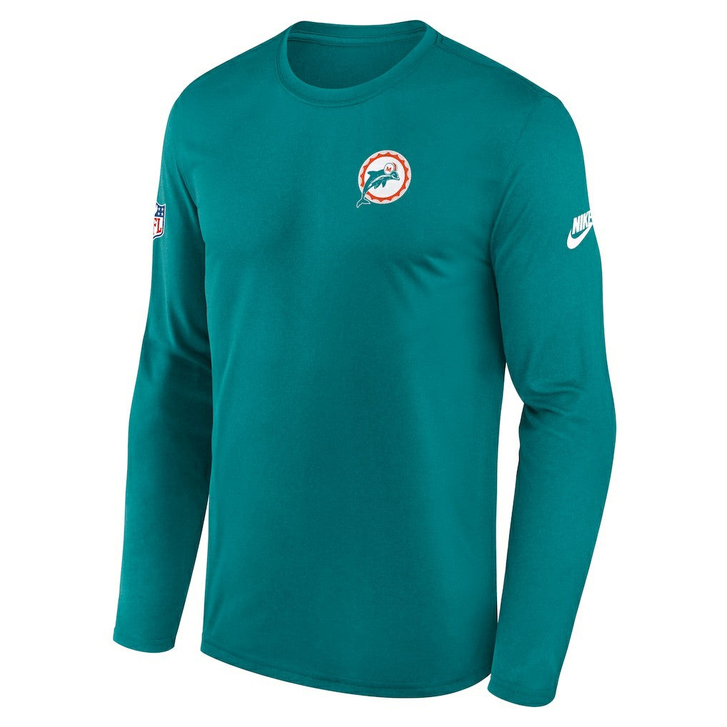 Miami Dolphins Legend Small Logo Dri-FIT Long Sleeve T-Shirt Aqua | Nike for Sale