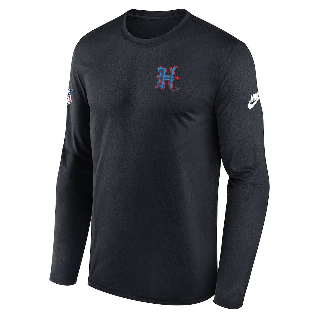 Houston Texans Legend Small Logo Dri-FIT Long Sleeve T-Shirt Navy | Nike for Sale