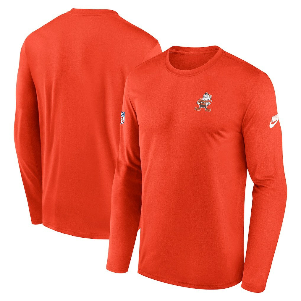 Cleveland Browns Legend Small Logo Dri-FIT Long Sleeve T-Shirt Orange | Nike for Sale