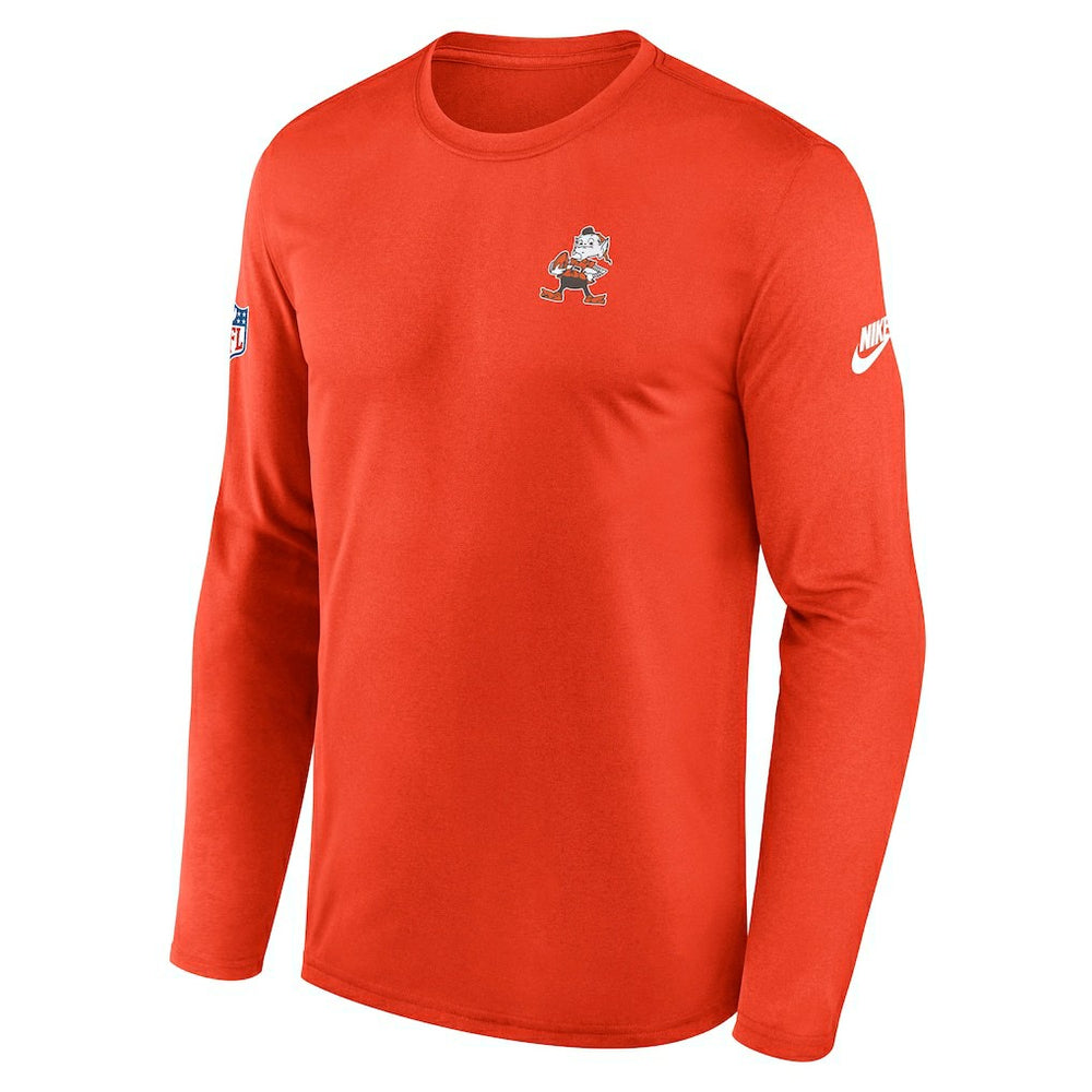 Cleveland Browns Legend Small Logo Dri-FIT Long Sleeve T-Shirt Orange | Nike for Sale