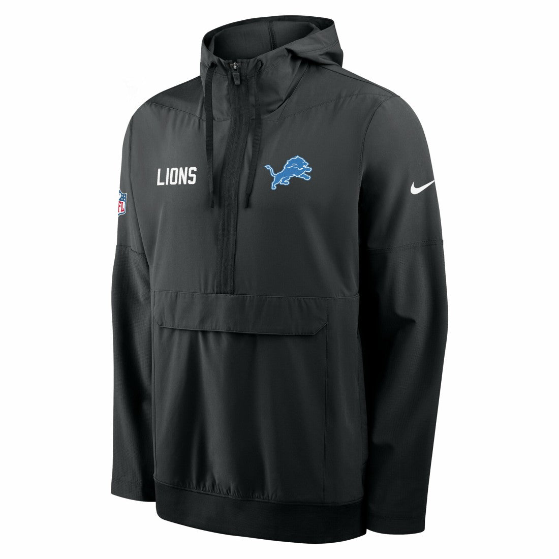 Detroit Lions Sideline Alt Pack Anorak Half-Zip Hoodie Jacket Black | Nike for Sale