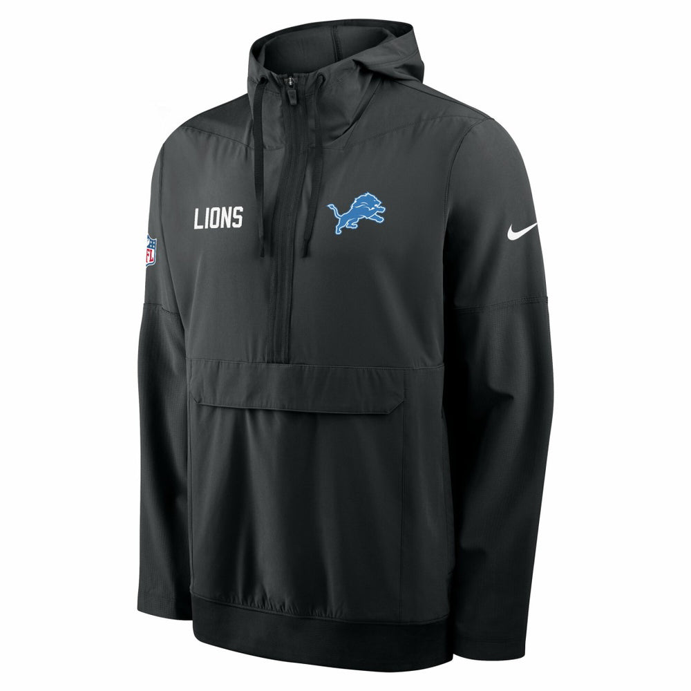 Detroit Lions Sideline Alt Pack Anorak Half-Zip Hoodie Jacket Black | Nike for Sale