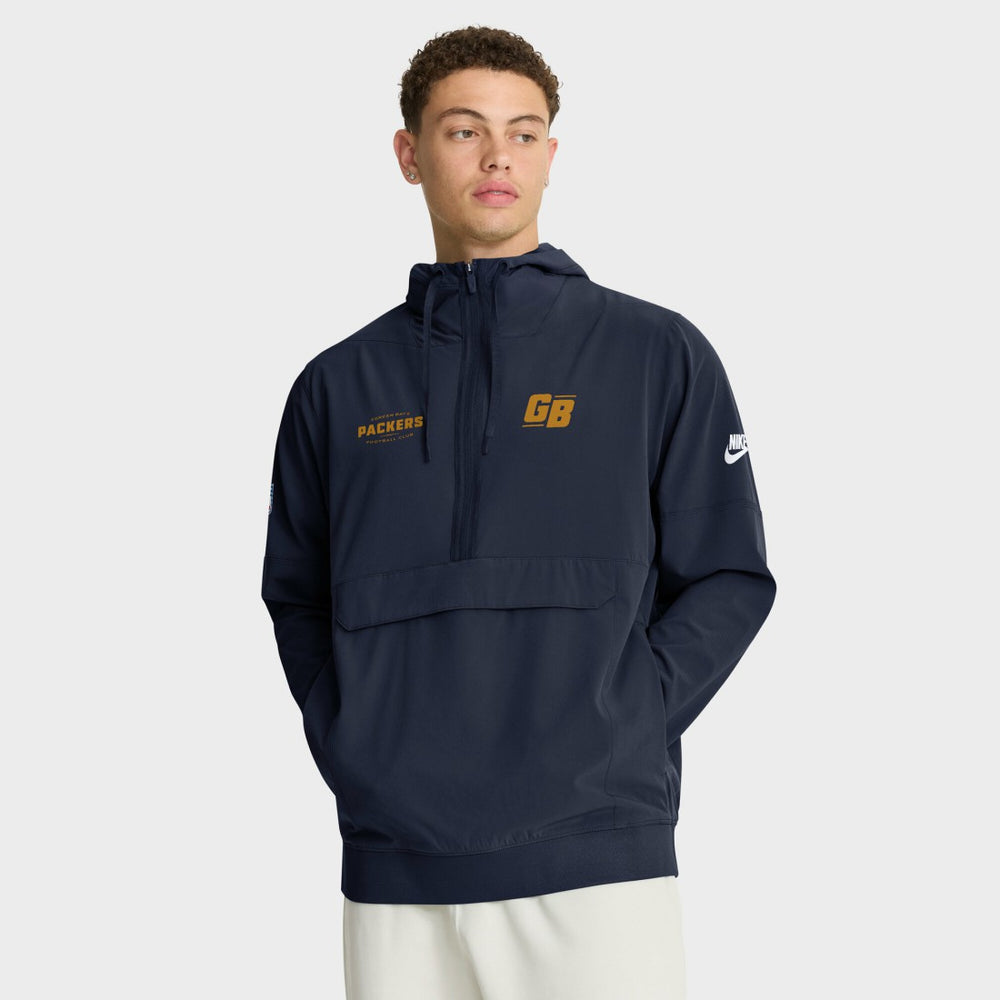 Green Bay Packers The 1923 Classic Sideline Half-Zip Anorak Jacket Navy | Nike for Sale