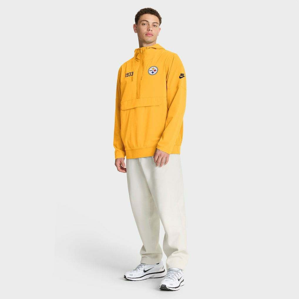 Pittsburgh Steelers 1933 Sideline Alt Pack Anorak Half-Zip Hoodie Jacket Gold | Nike for Sale