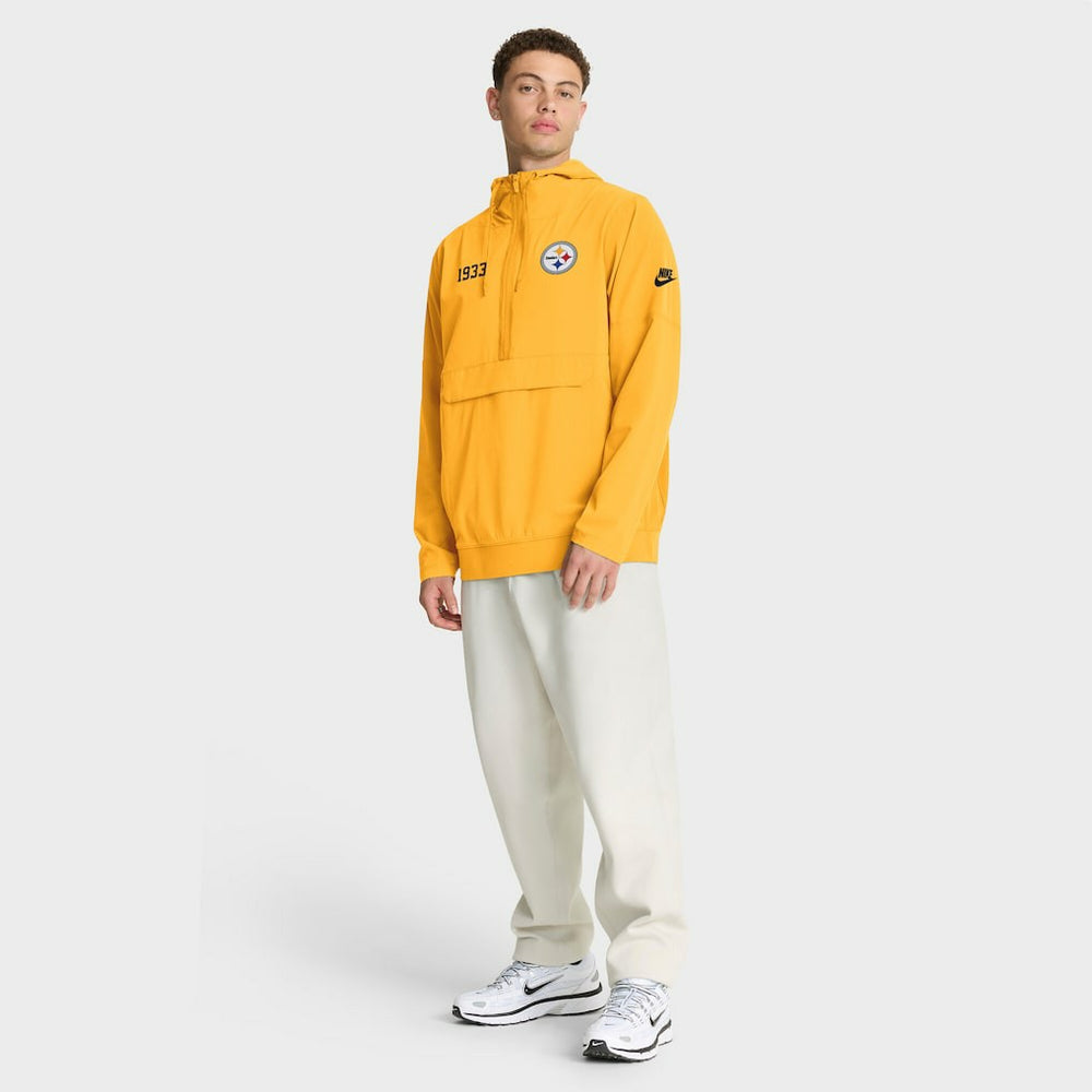 Pittsburgh Steelers 1933 Sideline Alt Pack Anorak Half-Zip Hoodie Jacket Gold | Nike for Sale