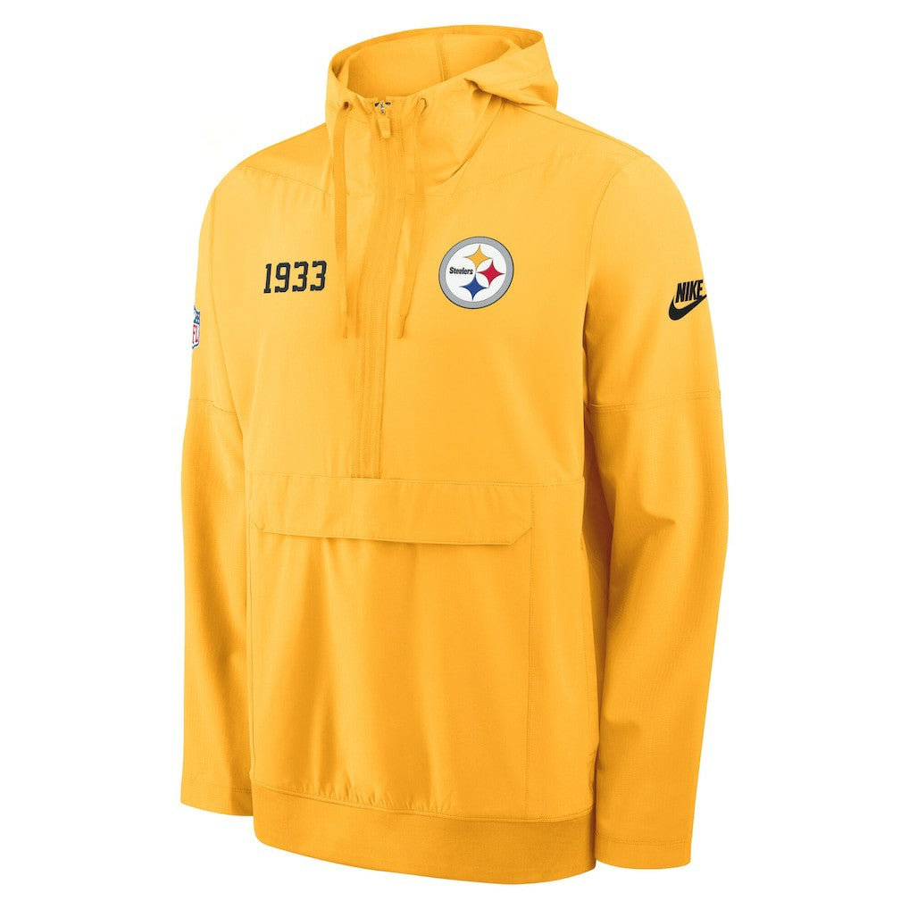 Pittsburgh Steelers 1933 Sideline Alt Pack Anorak Half-Zip Hoodie Jacket Gold | Nike for Sale