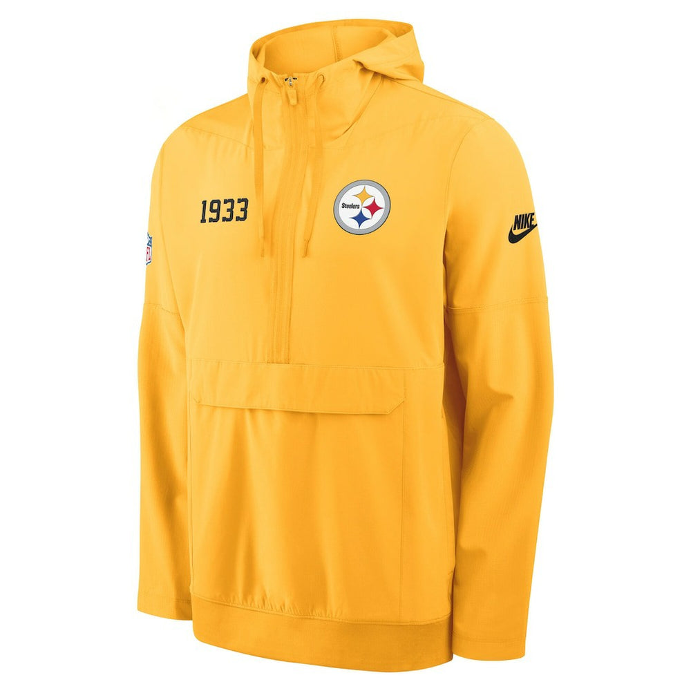 Pittsburgh Steelers 1933 Sideline Alt Pack Anorak Half-Zip Hoodie Jacket Gold | Nike for Sale