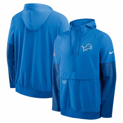 Detroit Lions Sideline Anorak Half-Zip Hoodie Jacket Blue | Nike for Sale