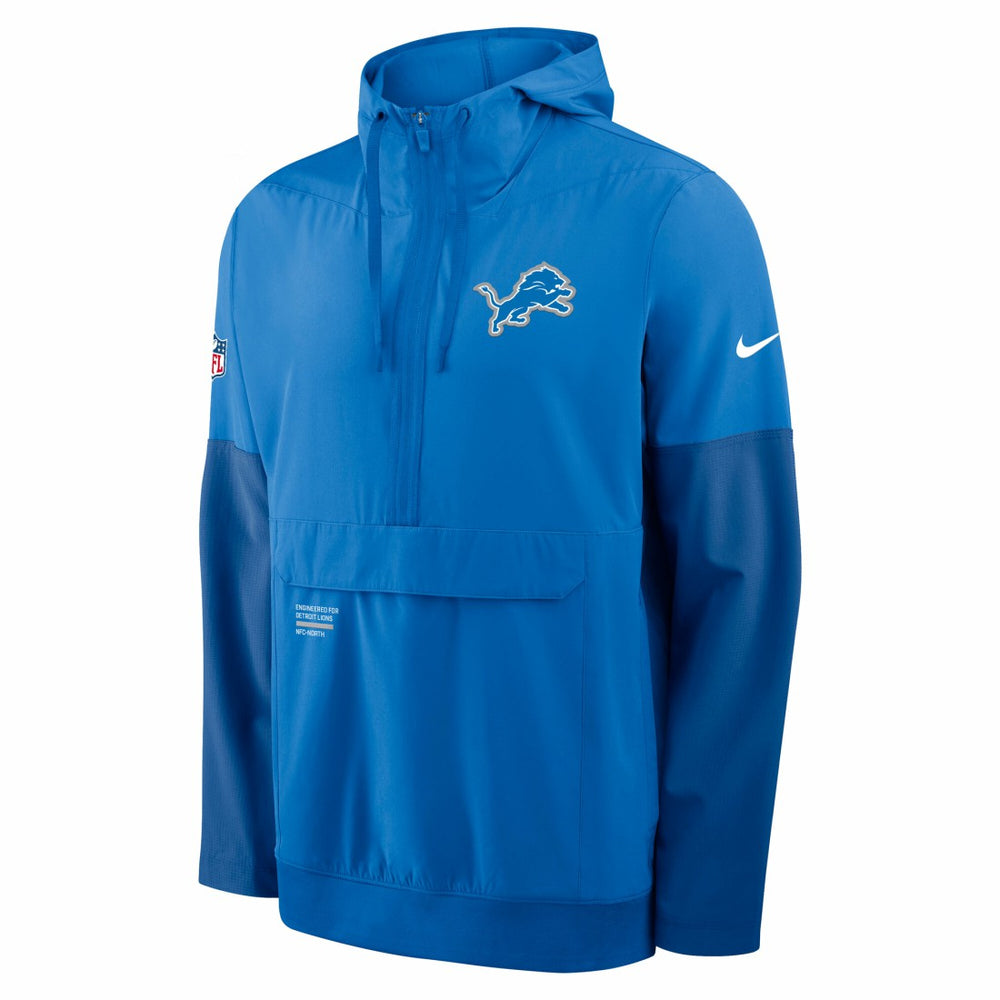 Detroit Lions Sideline Anorak Half-Zip Hoodie Jacket Blue | Nike for Sale