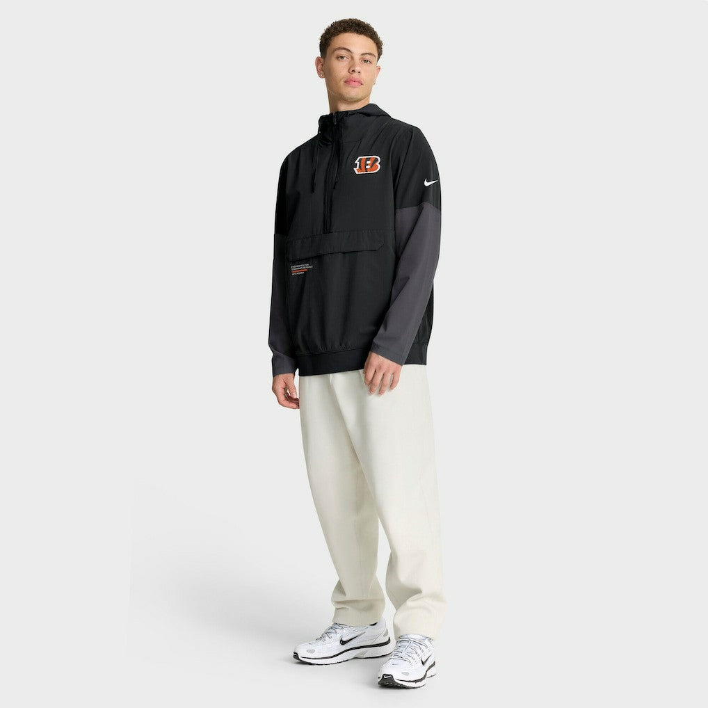 Cincinnati Bengals Sideline Anorak Half-Zip Hoodie Jacket Black | Nike for Sale