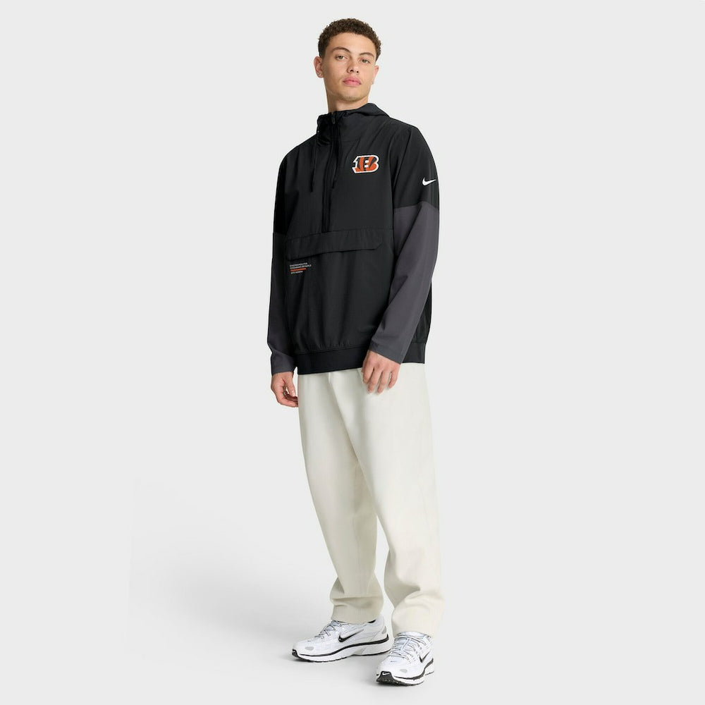 Cincinnati Bengals Sideline Anorak Half-Zip Hoodie Jacket Black | Nike for Sale