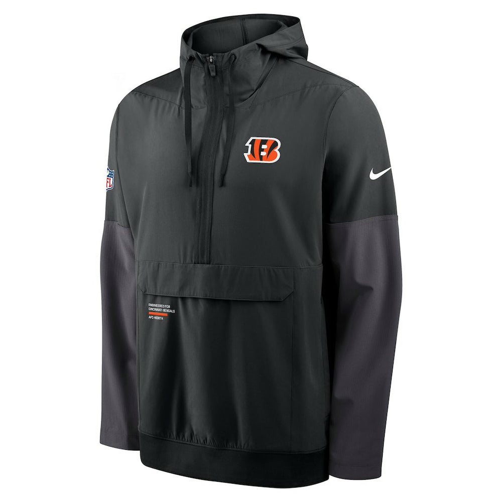 Cincinnati Bengals Sideline Anorak Half-Zip Hoodie Jacket Black | Nike for Sale