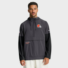 Cleveland Browns Sideline Anorak Half-Zip Hoodie Jacket Anthracite | Nike for Sale