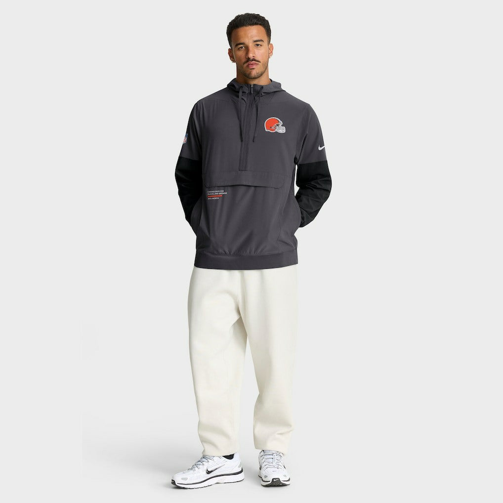 Cleveland Browns Sideline Anorak Half-Zip Hoodie Jacket Anthracite | Nike for Sale