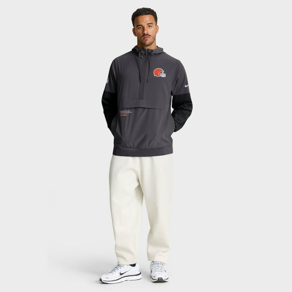 Cleveland Browns Sideline Anorak Half-Zip Hoodie Jacket Anthracite | Nike for Sale