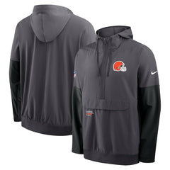Cleveland Browns Sideline Anorak Half-Zip Hoodie Jacket Anthracite | Nike for Sale