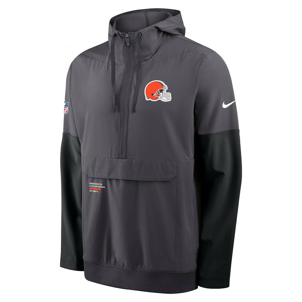 Cleveland Browns Sideline Anorak Half-Zip Hoodie Jacket Anthracite | Nike for Sale