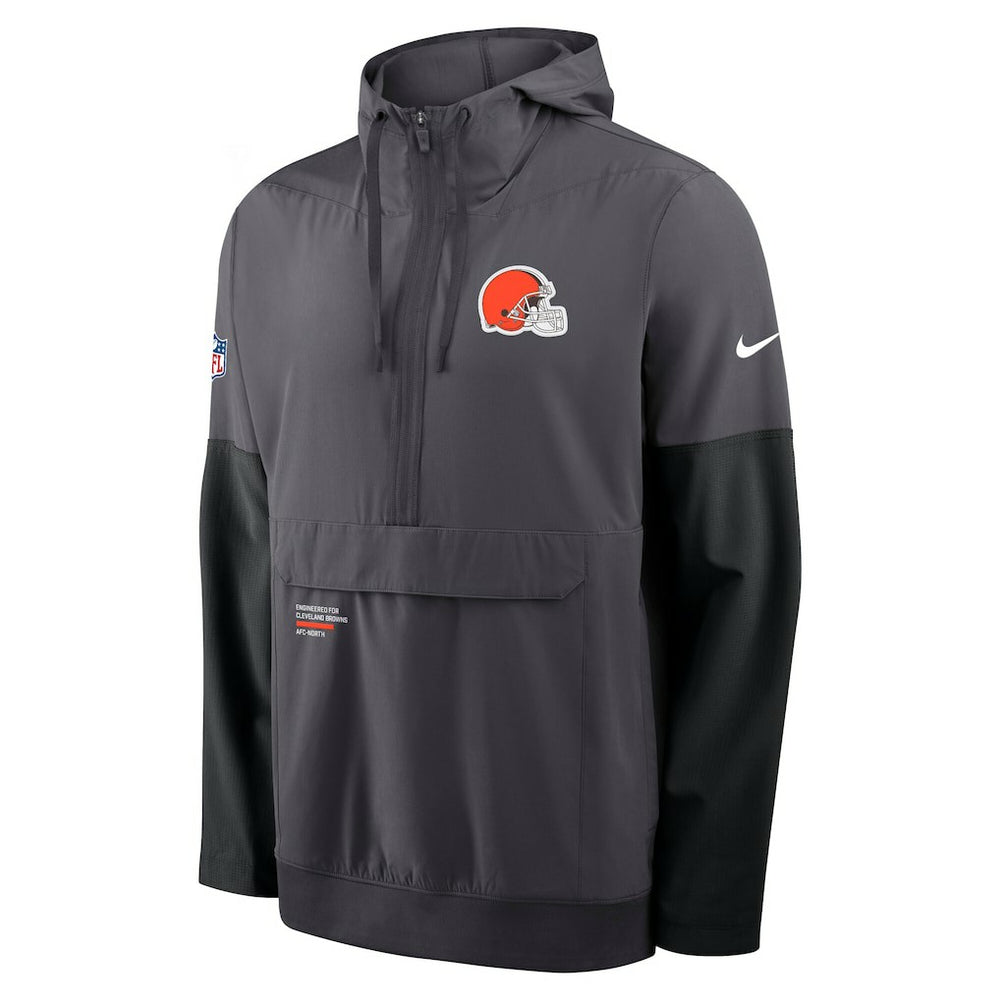 Cleveland Browns Sideline Anorak Half-Zip Hoodie Jacket Anthracite | Nike for Sale