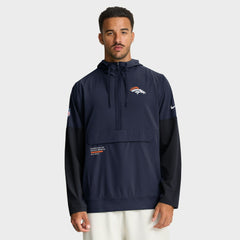 Denver Broncos Sideline Anorak Half-Zip Hoodie Jacket Navy | Nike for Sale
