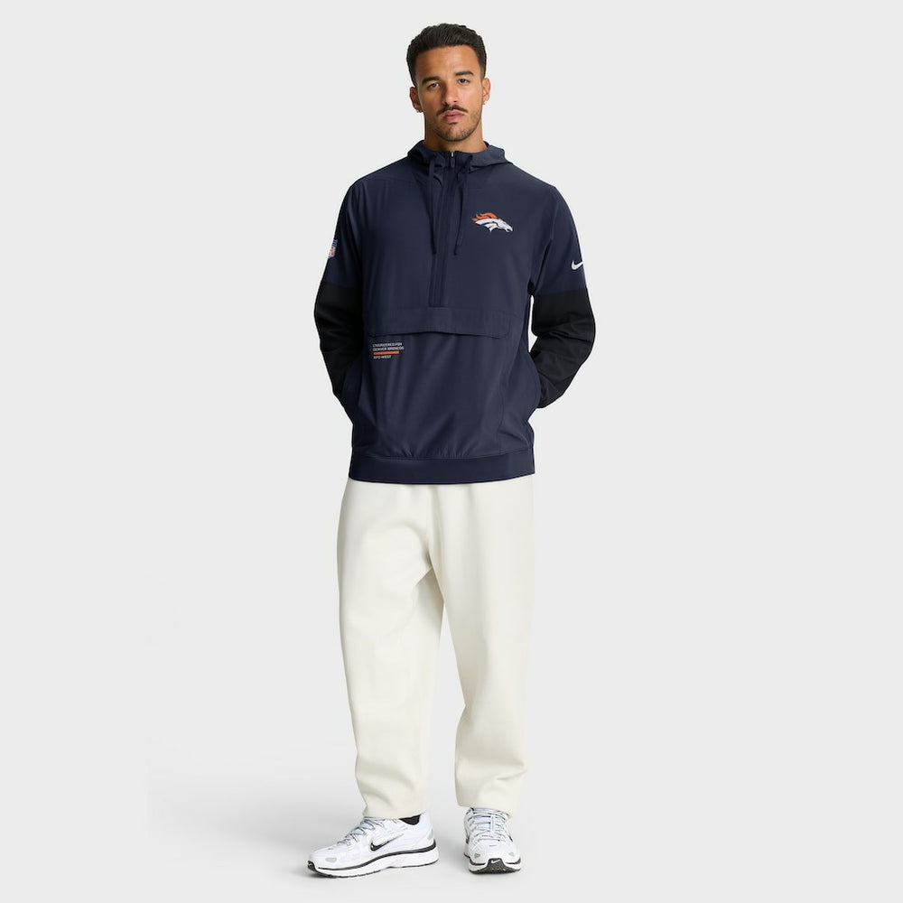 Denver Broncos Sideline Anorak Half-Zip Hoodie Jacket Navy | Nike for Sale