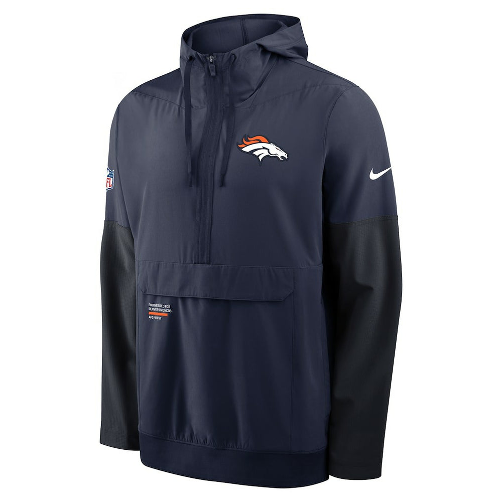 Denver Broncos Sideline Anorak Half-Zip Hoodie Jacket Navy | Nike for Sale