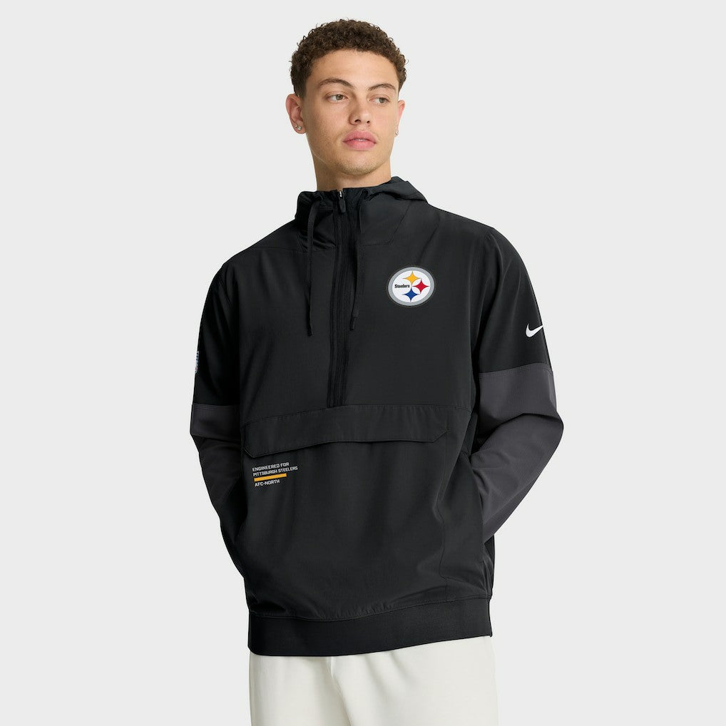 Pittsburgh Steelers Sideline Anorak Half-Zip Hoodie Jacket Black | Nike for Sale