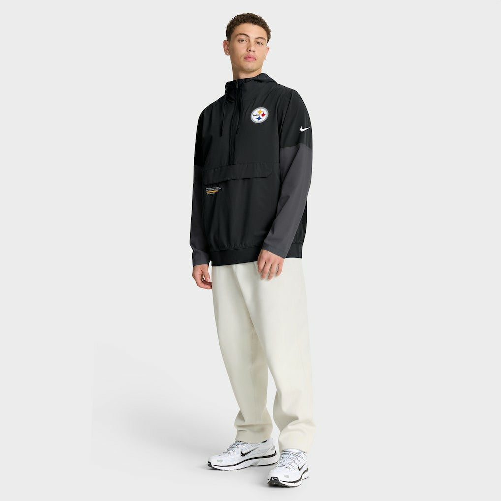 Pittsburgh Steelers Sideline Anorak Half-Zip Hoodie Jacket Black | Nike for Sale