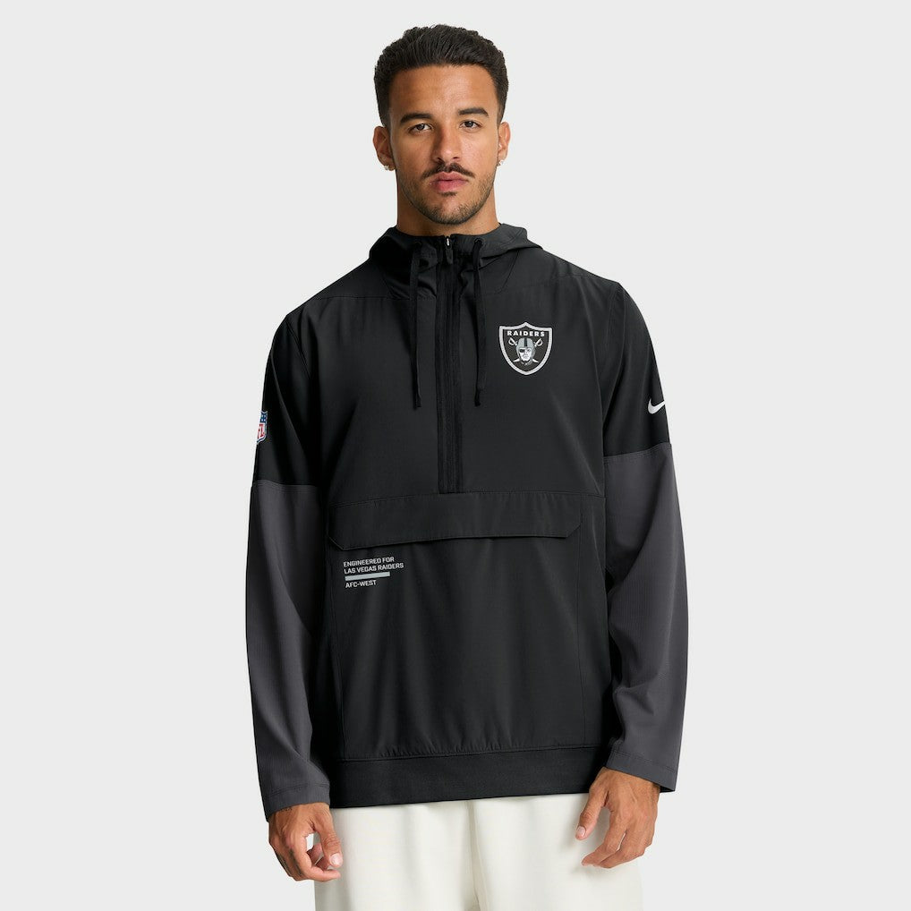 Las Vegas Raiders Sideline Anorak Half-Zip Hoodie Jacket Black | Nike for Sale