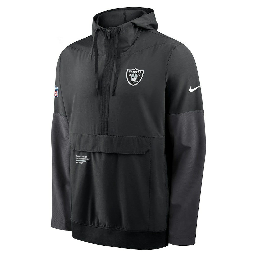 Las Vegas Raiders Sideline Anorak Half-Zip Hoodie Jacket Black | Nike for Sale