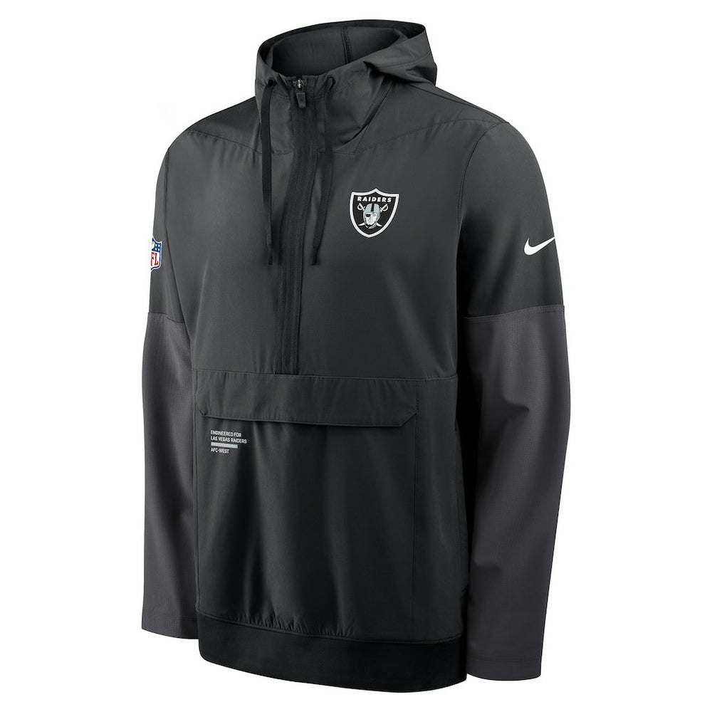 Las Vegas Raiders Sideline Anorak Half-Zip Hoodie Jacket Black | Nike for Sale