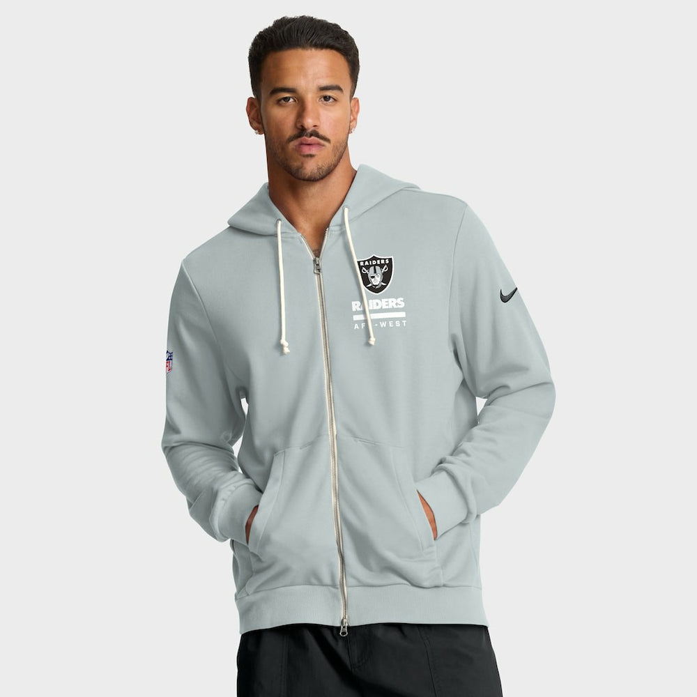 Las Vegas Raiders Sideline Standard Issue Utility Player Dri-FIT Full-Zip Hoodie Silver | Nike for Sale