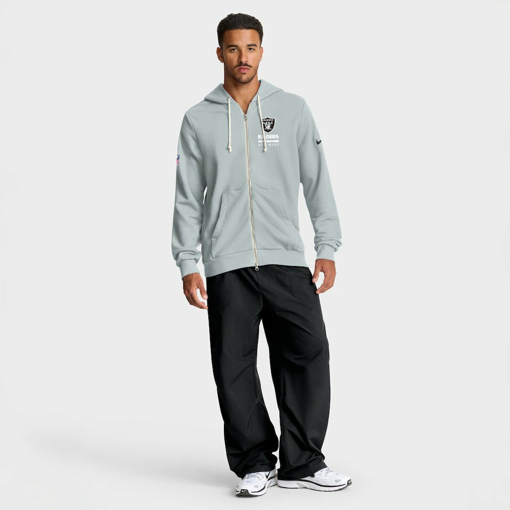 Las Vegas Raiders Sideline Standard Issue Utility Player Dri-FIT Full-Zip Hoodie Silver | Nike for Sale