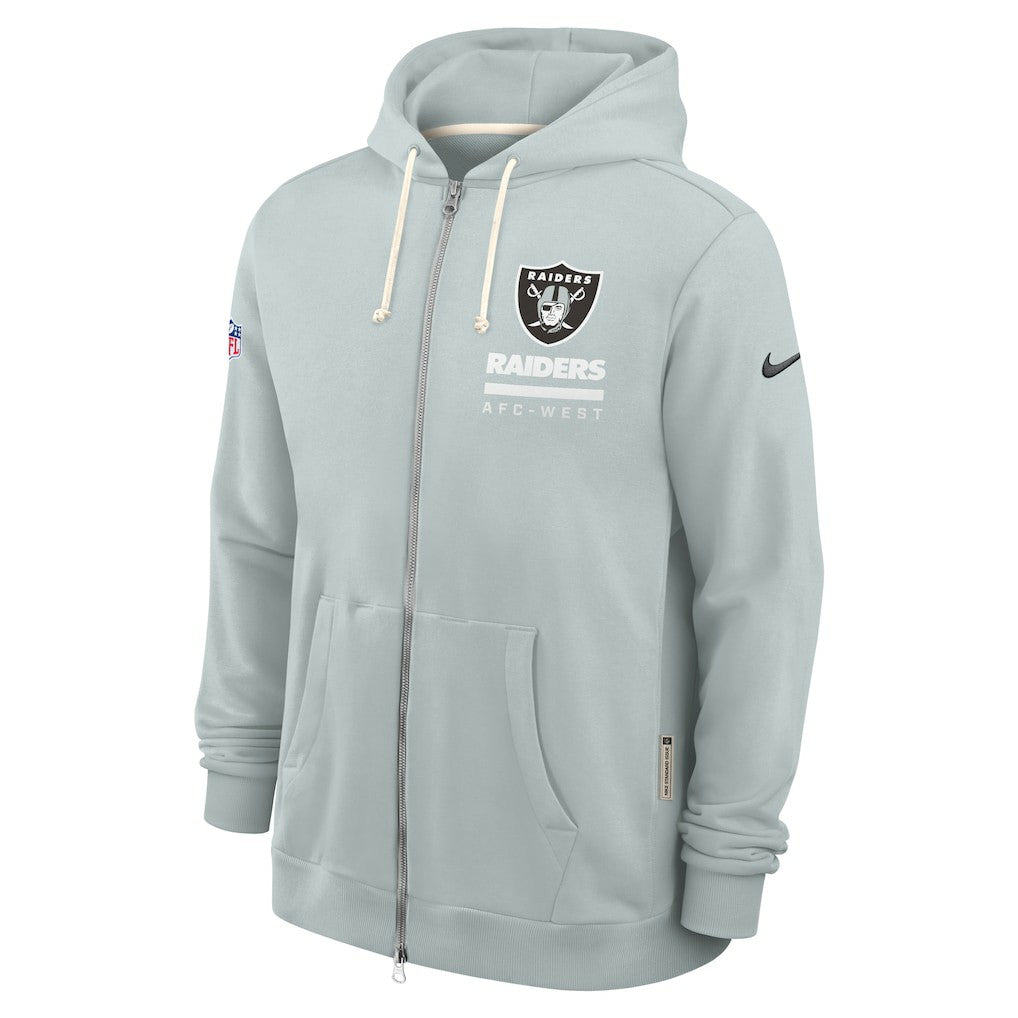 Las Vegas Raiders Sideline Standard Issue Utility Player Dri-FIT Full-Zip Hoodie Silver | Nike for Sale