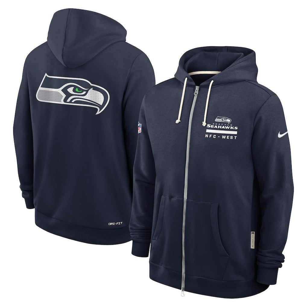 Seattle Seahawks Sideline Standard Issue Utility Player Dri-FIT Full-Zip Hoodie College Navy | Nike for Sale