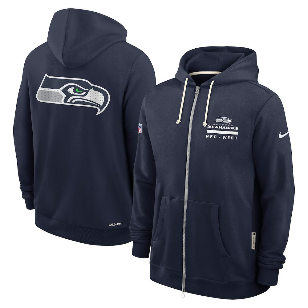 Seattle Seahawks Sideline Standard Issue Utility Player Dri-FIT Full-Zip Hoodie College Navy | Nike for Sale