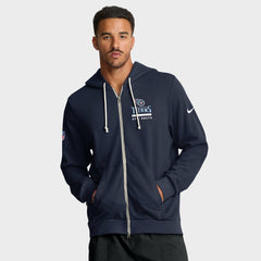 Tennessee Titans Sideline Standard Issue Utility Player Dri-FIT Full-Zip Hoodie Navy | Nike for Sale