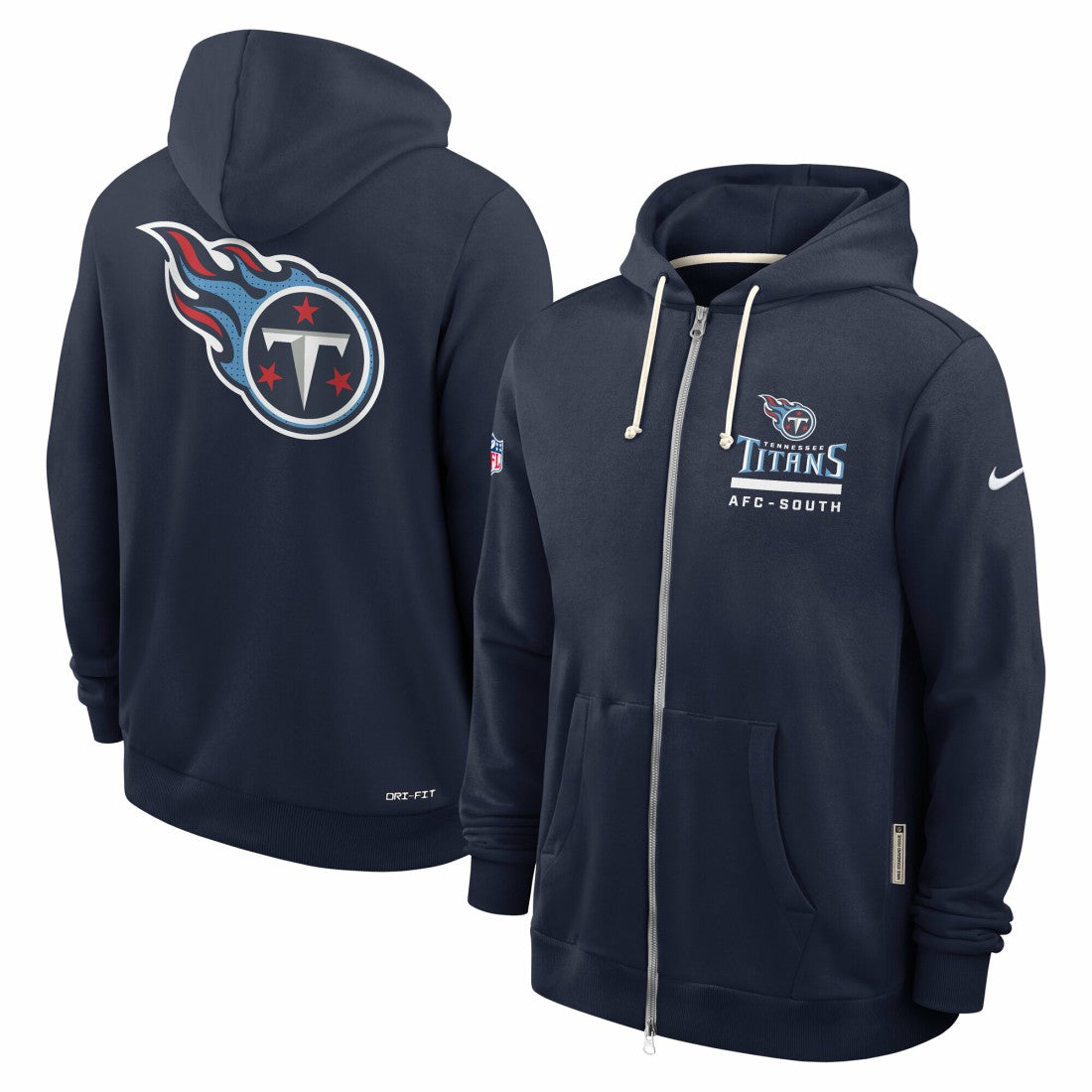 Tennessee Titans Sideline Standard Issue Utility Player Dri-FIT Full-Zip Hoodie Navy | Nike for Sale
