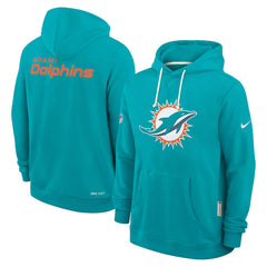 Miami Dolphins Sideline Standard Issue Initial Home Dri-FIT Hoodie Aqua | Nike for Sale