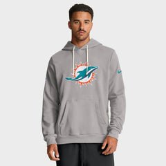 Miami Dolphins Sideline Standard Issue Initial Home Dri-FIT Hoodie Charcoal | Nike for Sale